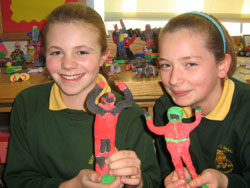 Murray's Road Year Six pupils Claire Foden and Ellen Kermode, both 11, create TT riders from clay
